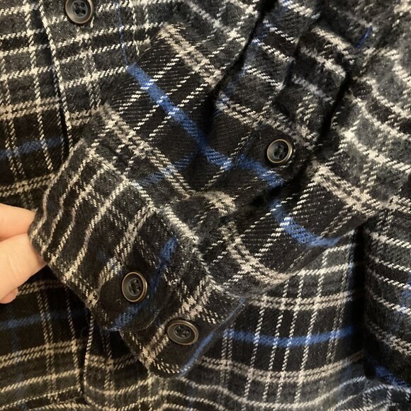 Men's L Ruff Hewn Black Plaid Button-Down Flannel Shirt NWT - Picture 4 of 6